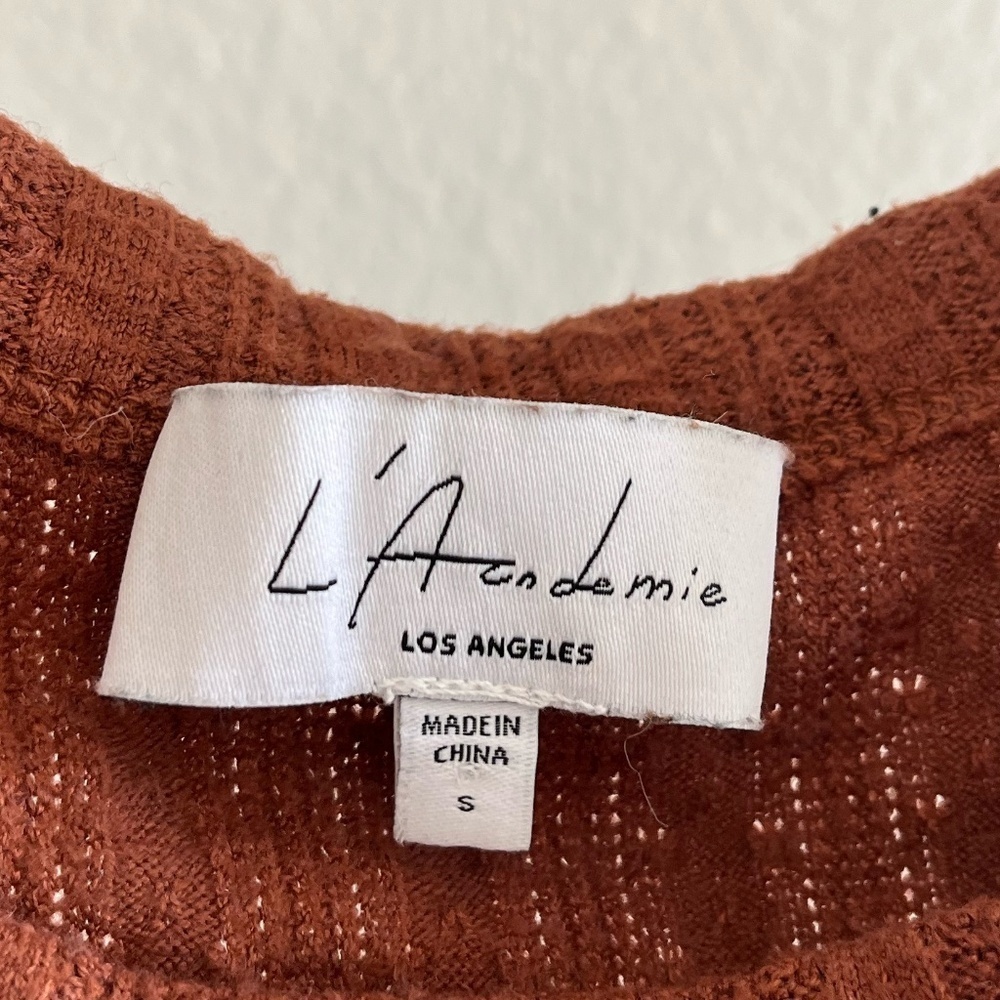 L'ACADEMIE | Crew Neck Ribbed Cropped Tank Top & Shawl Cardigan Set | Size Small - Picture 8 of 8